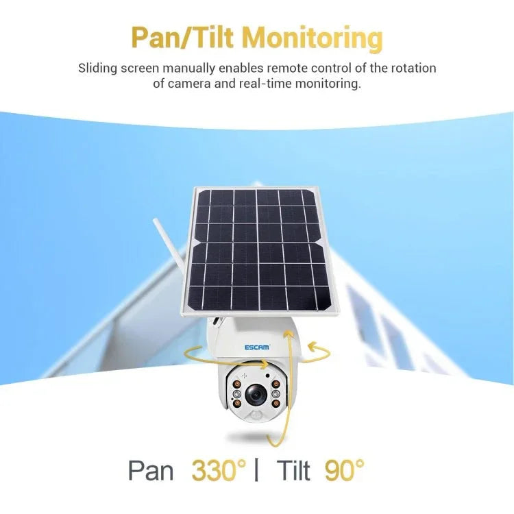 ESCAM QF280 HD 1080P IP66 Waterproof WiFi Solar Panel PT IP Camera without Battery, Support Night Vision / Motion Detection / TF Card / Two Way Audio - Trustpick