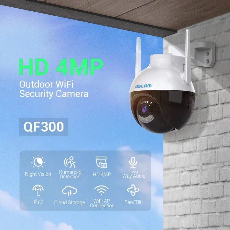 ESCAM QF300 3MP Smart WiFi IP Camera Support AI Humanoid Detection/Auto Tracking/Cloud Storage/Two - way Voice Night Vision - Trustpick
