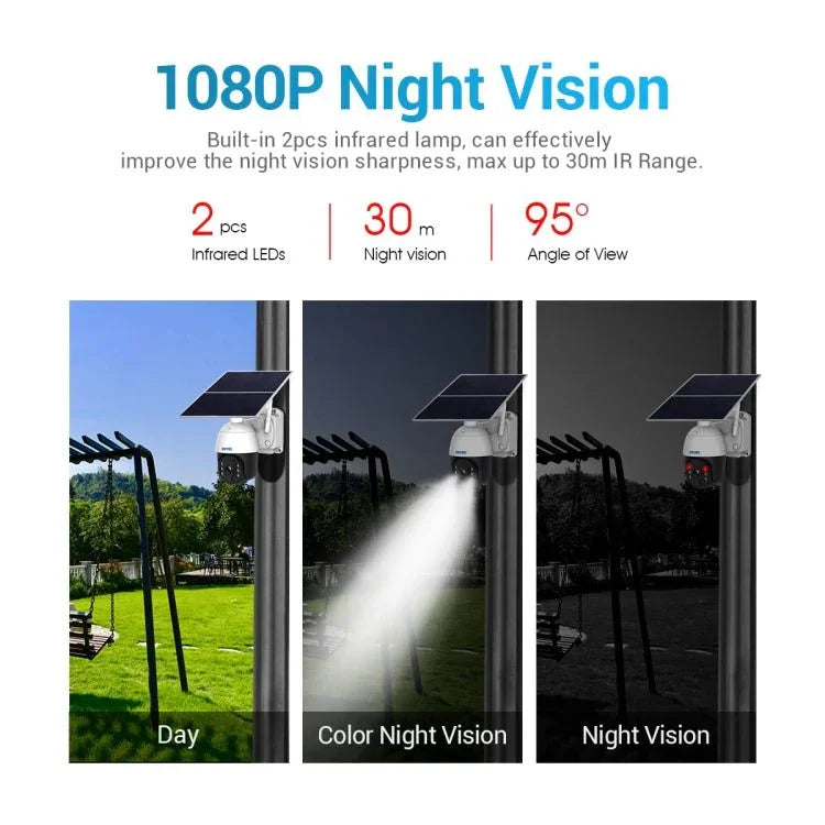 ESCAM QF724 3MP 24h Recording Cloud Storage PT 4G PIR Alarm IP Camera with Solar Panel - Trustpick