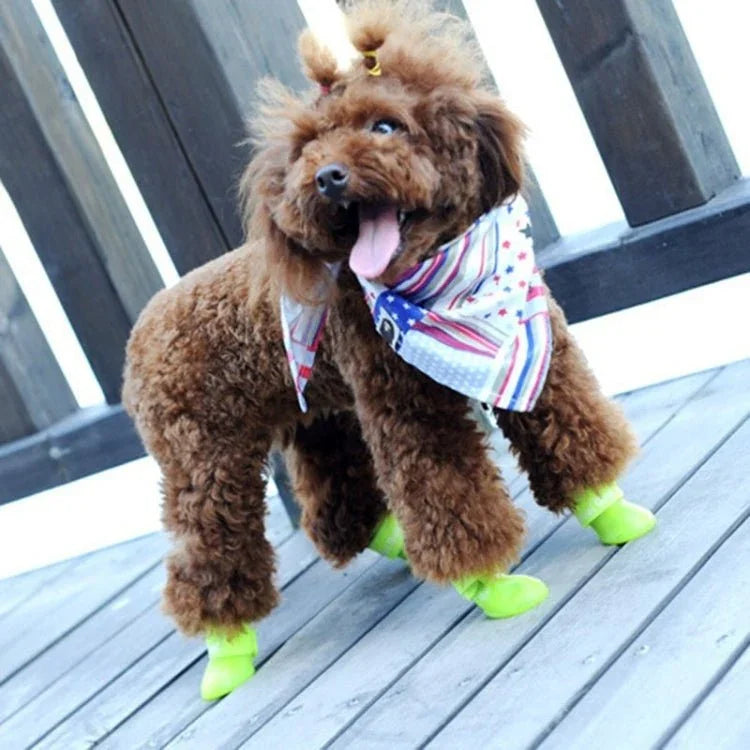 Lovely Pet Dog Shoes Puppy Candy Color Rubber Boots Waterproof Rain Shoes, S, Size: 4.3 x 3.3cm - Trustpick