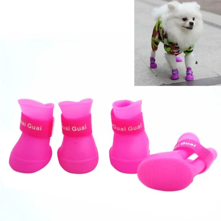 Lovely Pet Dog Shoes Puppy Candy Color Rubber Boots Waterproof Rain Shoes, S, Size: 4.3 x 3.3cm - Trustpick
