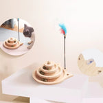 MZP01 Solid Wood Turntable Cat Toys Durable Funny Cat Stick Scratcher, Specification: - Trustpick