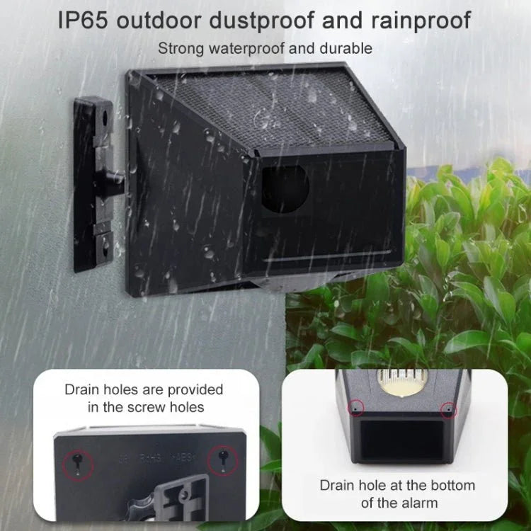 N911F 129dB Wireless Remote Control Solar Human Body Induction Sound Light Alarm - Trustpick