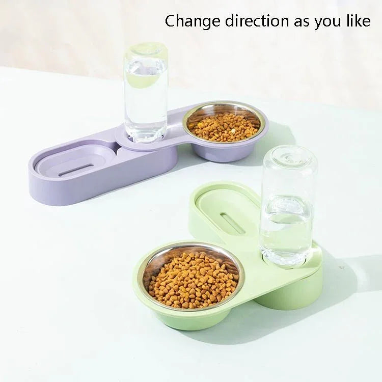 Pet Supplies Dog Cat Food Bowl Folding Rotating Double Bowl - Trustpick