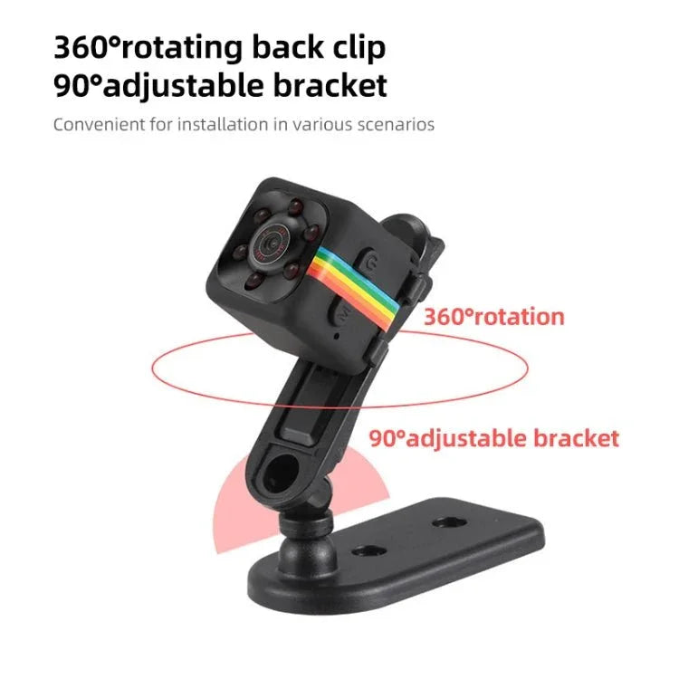 SQ11 Mini DV HD 1080P 6 LEDs Sport Recorder Camera with Holder, Support Monitor Detection & IR Night Vision & TF Card - Trustpick