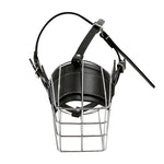 Steel Cage Style Dog Basket Wire Muzzle Protective Snout Cover with Leather Strap, Size: M - Trustpick