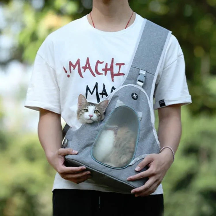 TAILUP Pets Carry Out Shoulder Bag Convenient Foldable Leather Chest Bag - Trustpick
