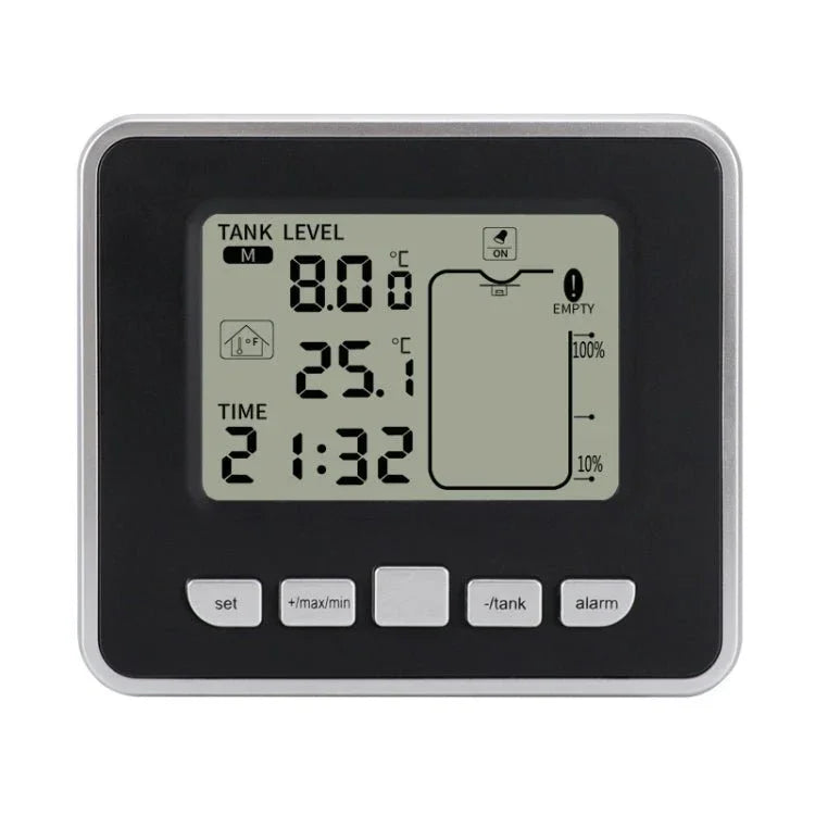 TS - FT002 Multifunctional Ultrasonic Electronic Water Tank Level Gauge With Indoor Temperature Thermometer Clock Display Water Level Gauge - Trustpick