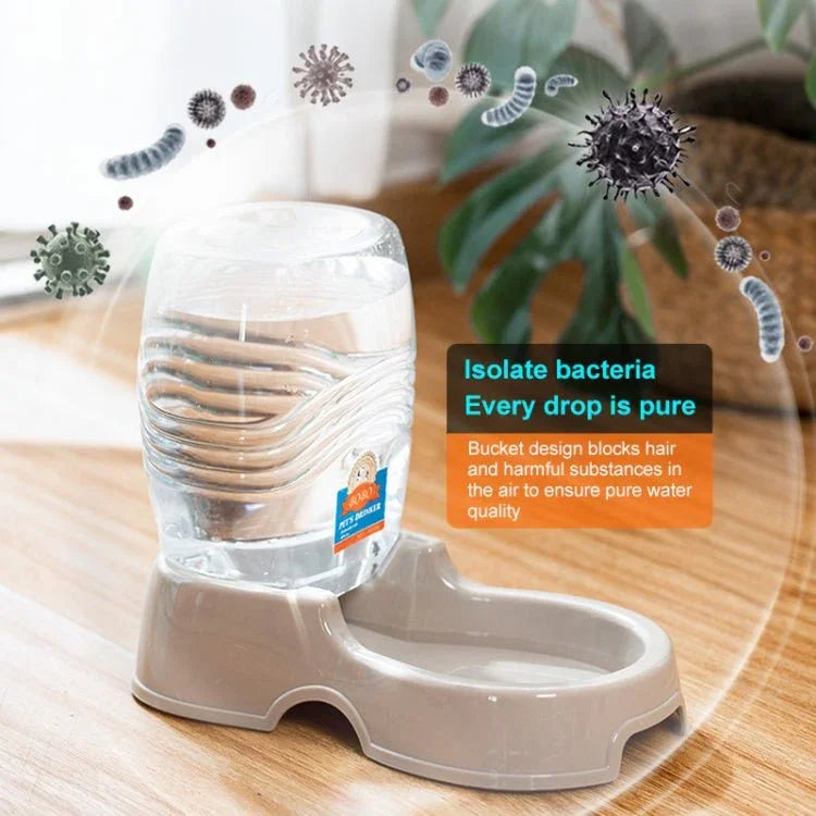 Utility Automatic Drinking Water Dispenser Detachable Bottle with Dish Feeder for Cats and Dogs， Random Color Delivery - Trustpick