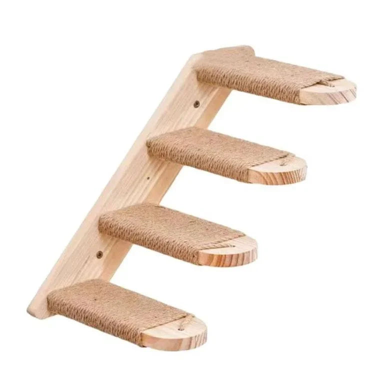 Wall Mounted Cat Climbing Frame Wooden Sisal Cat Jumping Platform Multi - Level Climbing Stairs - Trustpick
